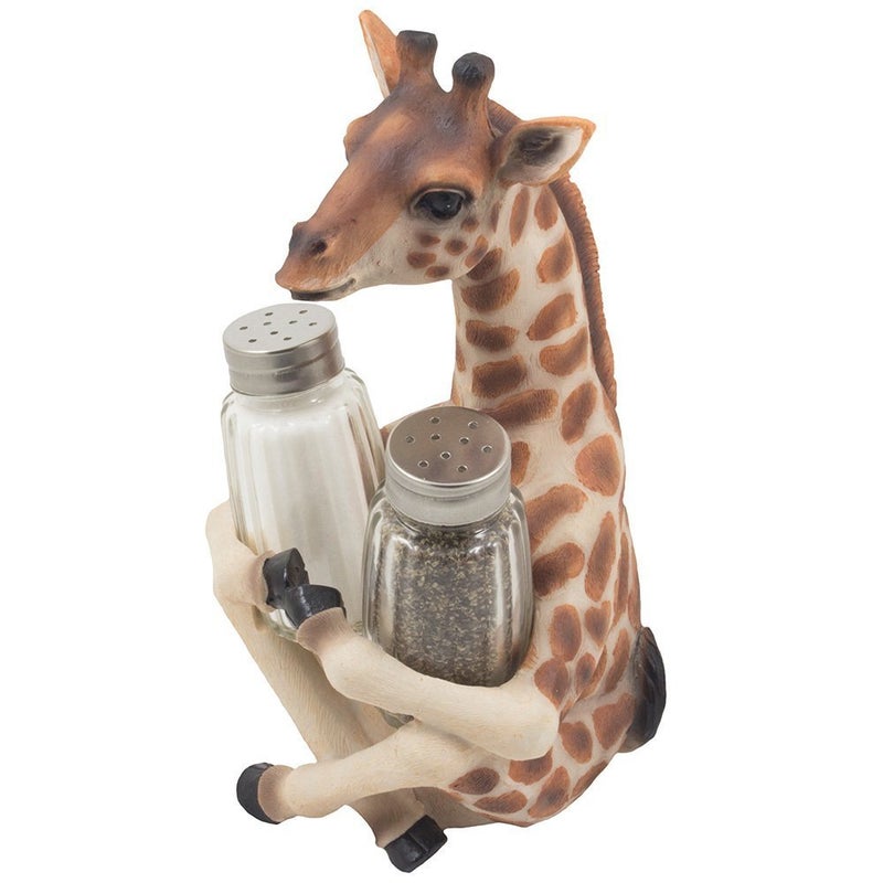 DWK Safari Giraffe Long Neck Salt Pepper Shaker Holder Set Kitchen Decor Figurine Statue - Image 2